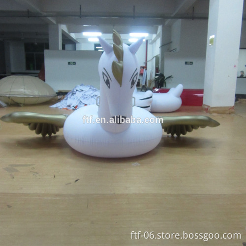 Custom White PVC Inflatable Pegasus Floating Row Swimming Pool Toys